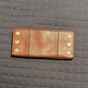 Hammitt Burgundy Leather Wallet with Gold Stud Accents